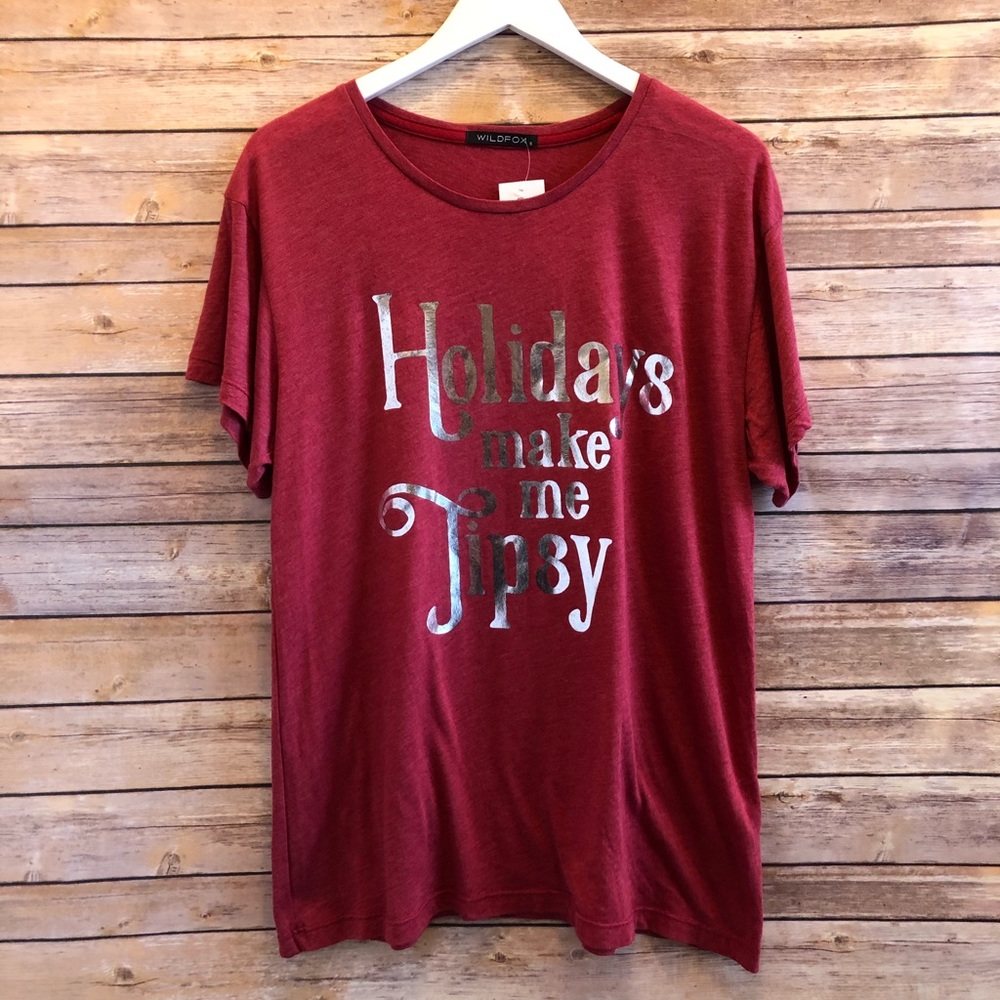 Wildfox Holidays Make Me Tipsy Short Sleeve Tee